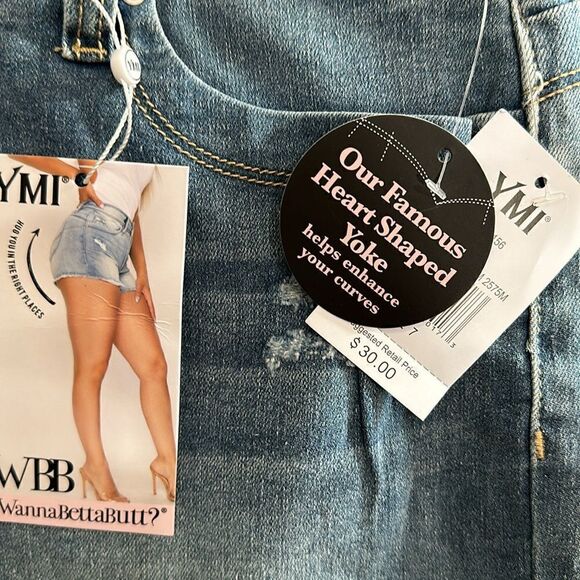 YMI WBB WannaBettaButt? High Rise Shorts distressed rip size 7 NWT - Picture 3 of 7